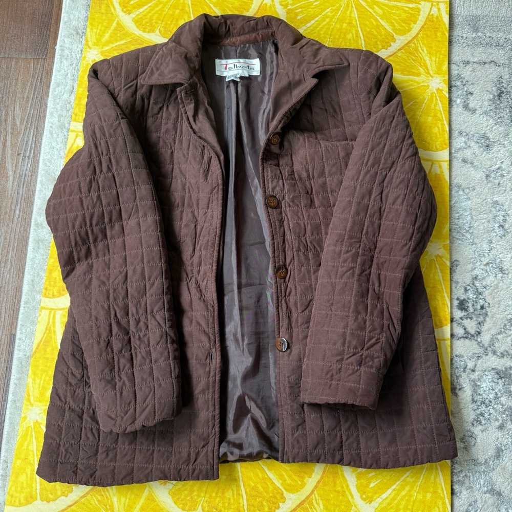100% Silk Brown Quilted Jacket